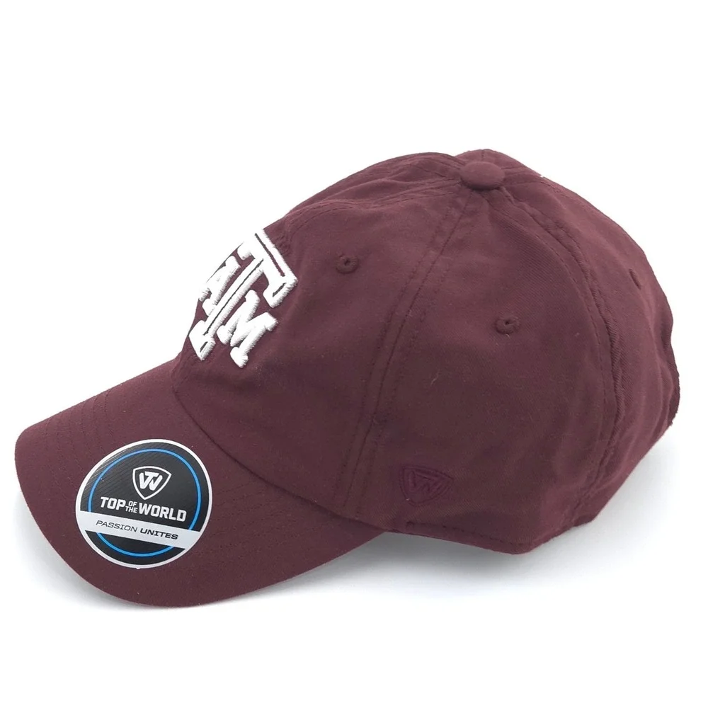 Texas A&M Hat Mens Maroon Red Adjustable Strapback Dad Cap Top of the World NEW